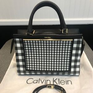 Calvin Klein Cindy Satchel Black and White